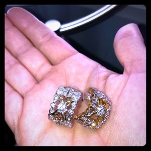 14k Gold and Cubic Zirconia Cuffed Earings